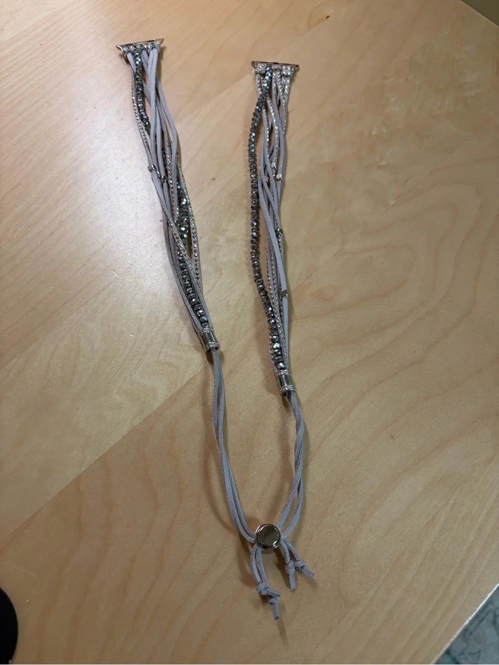 Gray Suede Beaded Multilayer Wrap Apple Watch Band 38/40/41mm NWOT